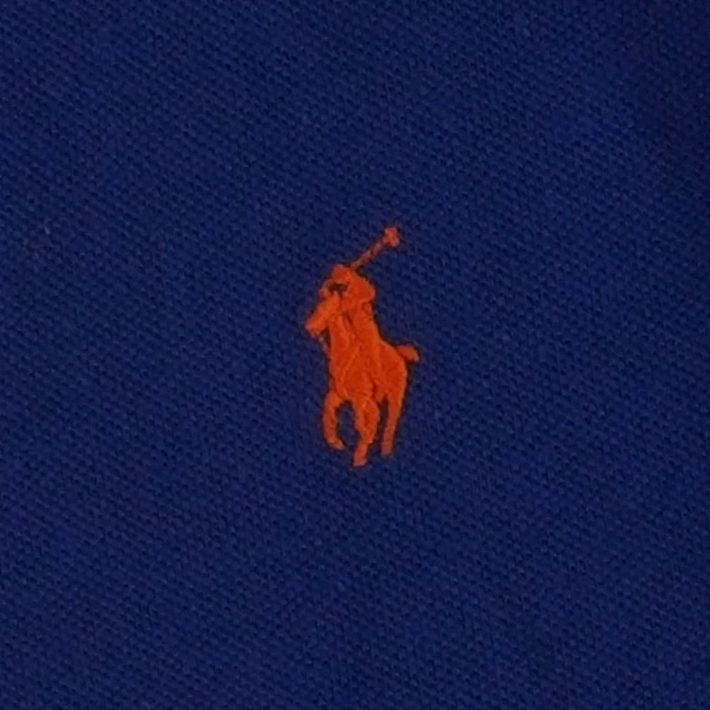 Polo Ralph Lauren Polo Shirt Men's Size XLT Blue Long Sleeve Tall Mesh Orange‎